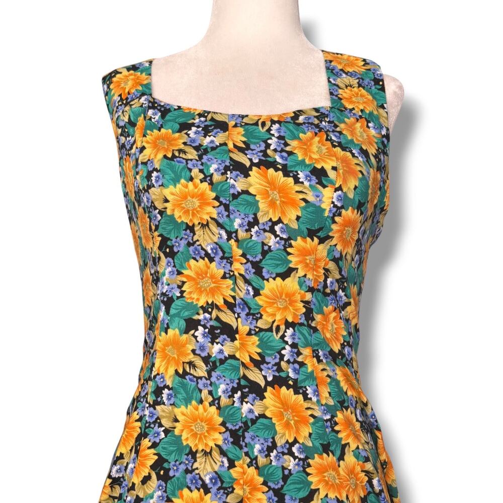 Vintage All That Jazz Floral Maxi Dress Open Cross Back Sunflower Garden Party - Picture 3 of 11